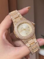 Diamond link gold iced watch - Image 4
