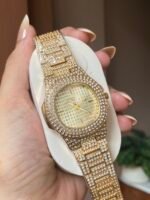Diamond link gold iced watch - Image 2